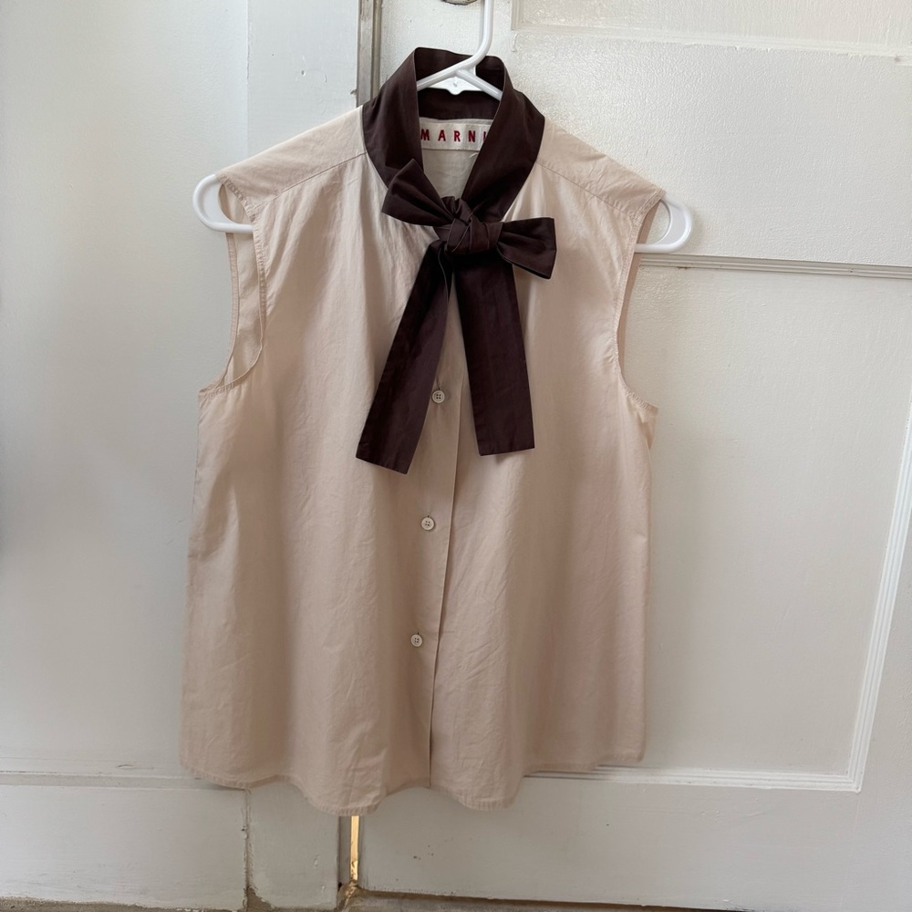 MARNI pussybow sleeveless tie blouse